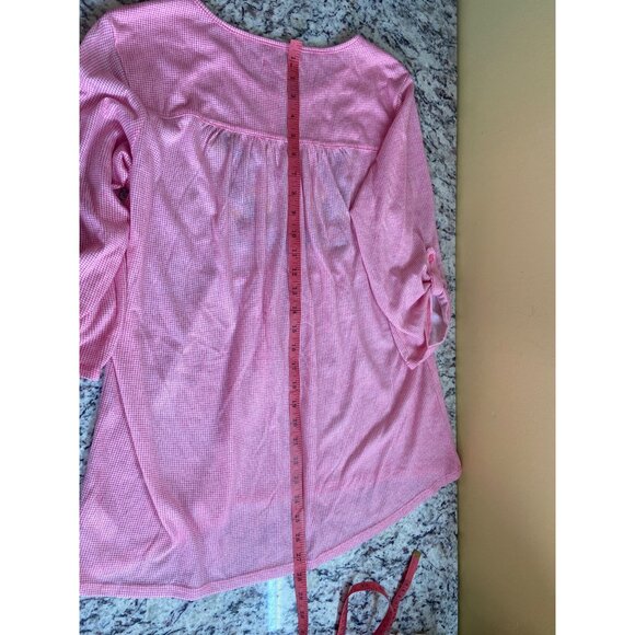 Kim Rogers Womens Medium Tunic Top Pink Gingham Embroidered Floral Grannycore - Picture 9 of 10